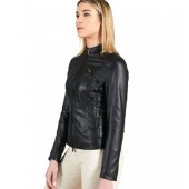 BIKER LEATHER JACKET BLACK AD MILANO (GENY)