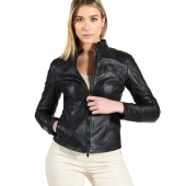 BIKER LEATHER JACKET BLACK AD MILANO (GENY)