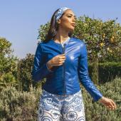 Δερμάτινο Jacket-Σακάκι χρώμα Μπλε AD MILANO (Clear)