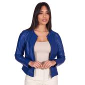 Δερμάτινο Jacket-Σακάκι χρώμα Μπλε AD MILANO (Clear)