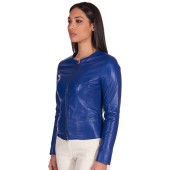 Δερμάτινο Jacket-Σακάκι χρώμα Μπλε AD MILANO (Clear)