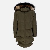 Παλτό nylon Levinsky με φυσική γούνα κουκούλα (Michelle army)