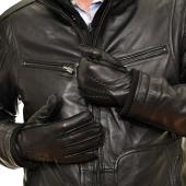 Ανδρικά δερμάτινα γάντια Μαύρα Levinsky (127-F black)