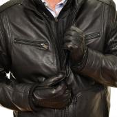 Ανδρικά δερμάτινα γάντια Μαύρα Levinsky (127-F black)