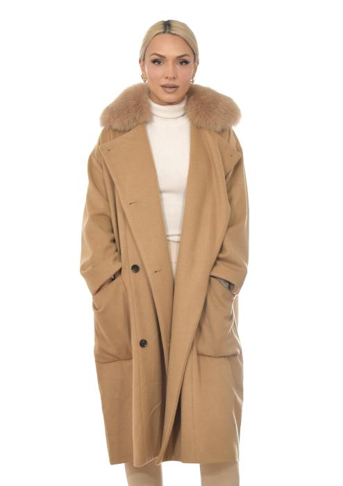 ΓΥΝΑΙΚΕΙΟ ΠΑΛΤΟ CASHMERE-WOOL 107 cm HEMMA CAMEL