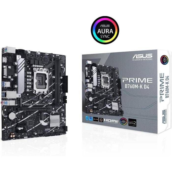 ASUS PRIME B760M-K D4 Intel B760 LGA 1700 micro ATX (90MB1DS0-M1EAY0) (ASU90MB1DS0-M1EAY0)