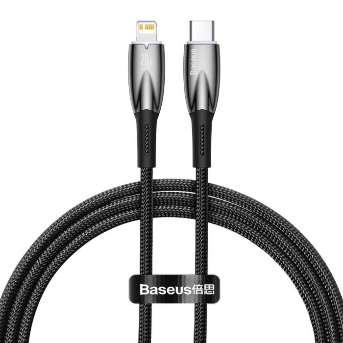 Baseus USB-C Cable For Lightning Glimmer Series, 20w, 1m Black (CADH000001) (BASCADH000001)