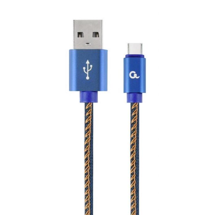 Gembird Cc- USB2j-amcm-2m-bl USB-C Cable (Metal Plugs, Nylon Braiding In Denim - Jeans Color) 2m (CC-USB2J-AMCM-2M-BL) (GEMCC-USB2J-AMCM-2M-BL)