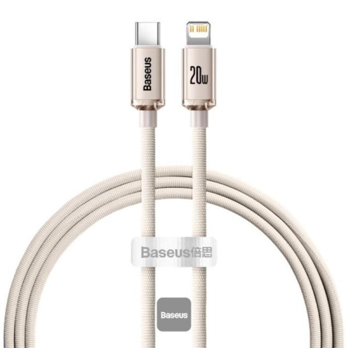 Baseus Kabel USB-C do iP Crystal Shine,  20W, 1.2m różowy (CAJY001304) (BASCAJY001304)