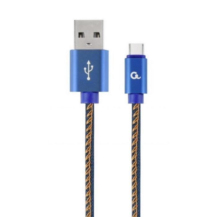 Gembird USB Type-C Cable (Metal Connectors Nylon Braid In Denim - Jeans) 1m (CC-USB2J-AMCM-1M-BL) (GEMCC-USB2J-AMCM-1M-BL)