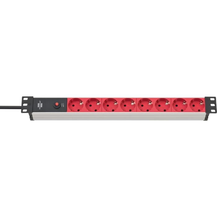 Brennenstuhl Πολύπριζο Ασφαλείας 8 Θέσεων για Rack 19" 1U με Βύσμα C14 και Καλ. 2m/ Red/Silver (1390007118) (BNN1390007118)