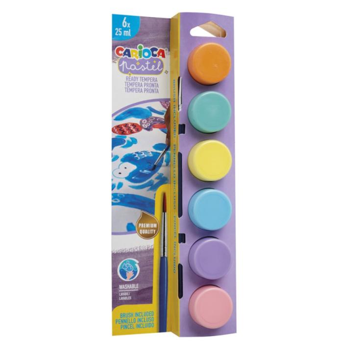 ΤΕΜΠΕΡΕΣ CARIOCA PASTEL  ΣΕΤ ΒΑΖΑΚΙ 6/25ml