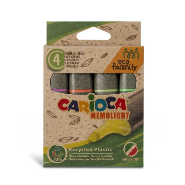 ΜΑΡΚΑΔΟΡΟΙ CARIOCA ΥΠΟΓΡΑΜΜΙΣΗΣ ΦΩΣΦΟΡΟΥΧΟΙ ECO FAMILY  ΣΕΤ 4τεμ.