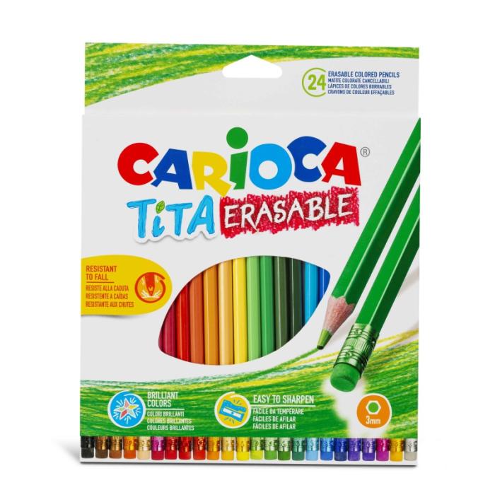 ΚΡΑΓΙΟΝ ΧΡΩΜΑΤΙΣΤΑ CARIOCA ΤΙΤΑ 24 χρωμ.ΜΕ ΓΟΜΑ