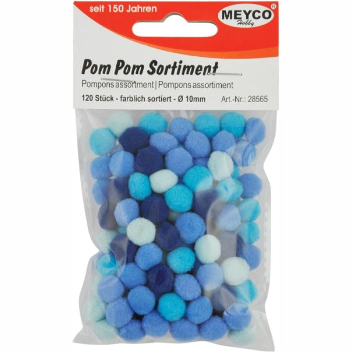 ΠΟΜ-ΠΟΜ ΡΟΜ-ΡΟΜ MEYCO Φ10mm 120τεμ. (αποχρώσεις μπλε-σιέλ)