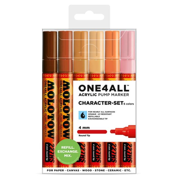 ΜΑΡΚΑΔΟΡΟΙ MOLOTOW ONE4ALL 227HS 4mm (σετ 6 τεμ.) CHARACTER