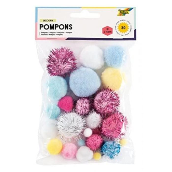 ΠΟΜ-ΠΟΜ POM-POM FOLIA PASTEL ΑΣΟΡΤΙ (1-4cm) 30τεμ.