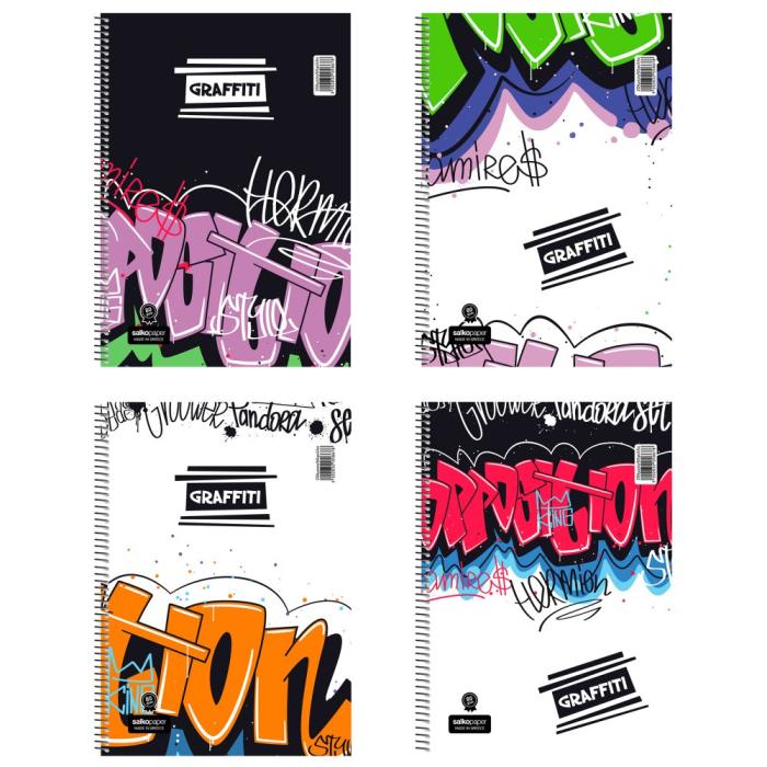 ΤΕΤΡΑΔΙΑ SALKO ΣΠΙΡΑΛ GRAFFITI 17X25 3 ΘΕΜ.