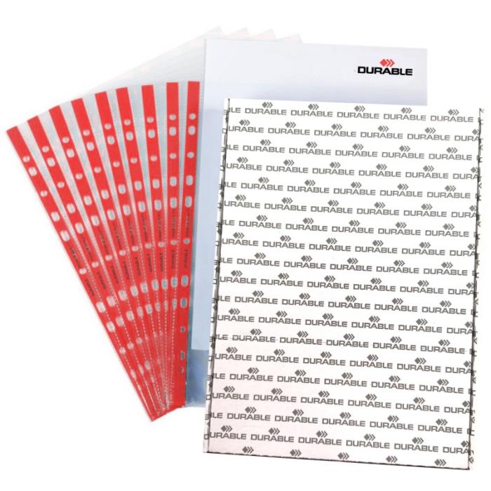 ΖΕΛΑΤΙΝΕΣ DURABLE ΚΡΙΚ ΠΛΑΙ Α4 (κόκκινες τρύπες)