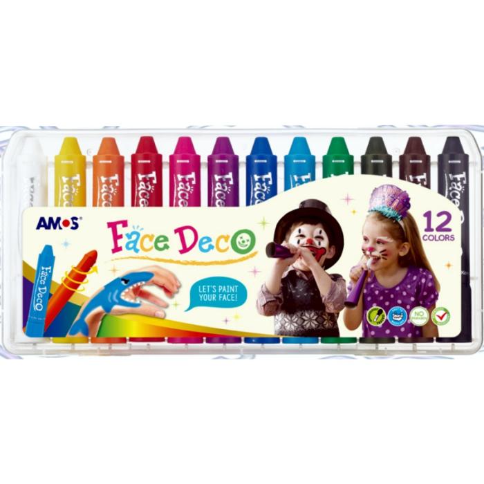 ΚΡΑΓΙΟΝ ΜΑΚΙΓΙΑΖ ΠΡΟΣΩΠΟΥ AMOS FACE DECO ΚΑΣΕΤΙΝΑ ΣΕΤ 12 ΧΡΩΜ.