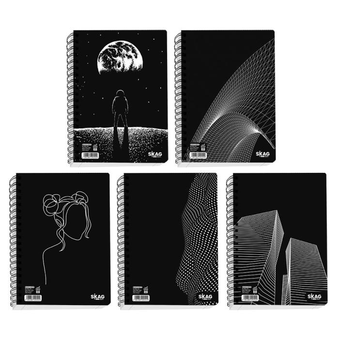 ΤΕΤΡΑΔΙΑ SKAG ΣΠΙΡΑΛ BLACK & WHITE 21X29 4Θ
