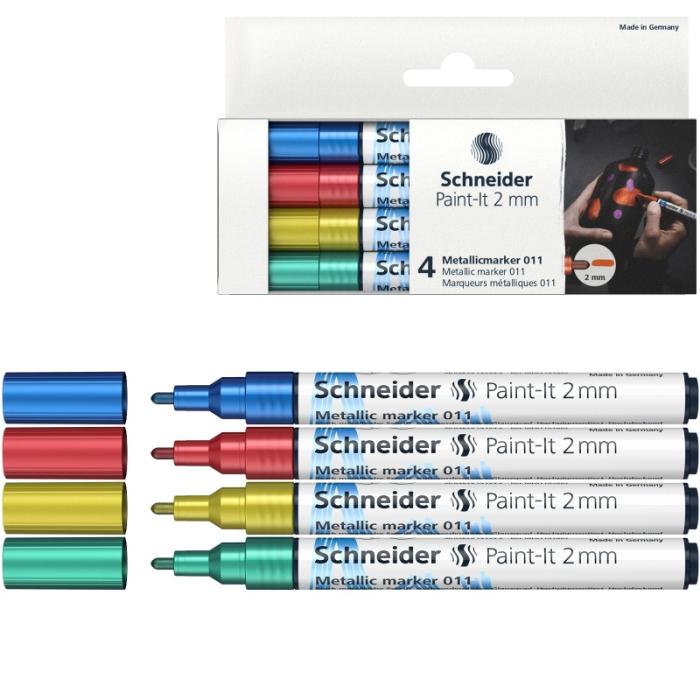 ΜΑΡΚΑΔΟΡΟΙ SCHNEIDER PAINT-IT METALIC 011 (2mm) ΣΕΤ 4χρωμ.