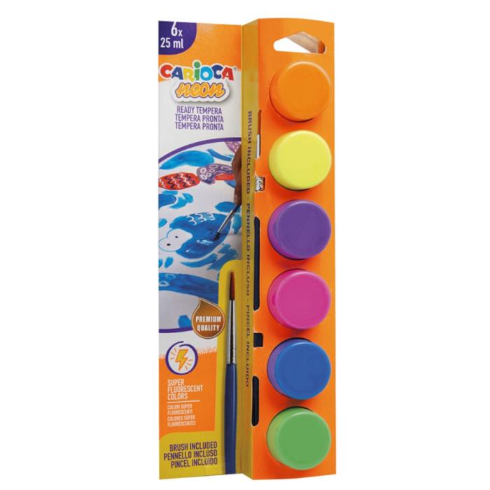 ΤΕΜΠΕΡΕΣ CARIOCA NEON  ΣΕΤ ΒΑΖΑΚΙ 6/25ml