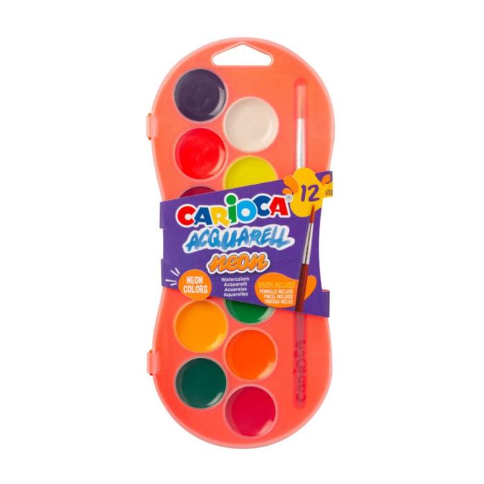 ΥΔΡΟΧΡΩΜΑΤΑ CARIOCA ΣΤΡΟΓΓΥΛΑ 12 τεμ. NEON