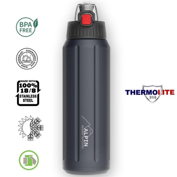 ΘΕΡΜΟΣ ALPIN ΑΝΟΞΕΙΔΩΤΟ 600ml ΜΑΥΡΟ