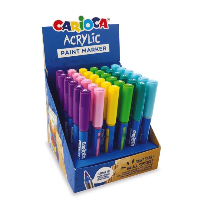 ΜΑΡΚΑΔΟΡΟΙ ΑΚΡΥΛΙΚΟΙ CARIOCA (brush tip) stand 36τεμ. Fancy χρώματα