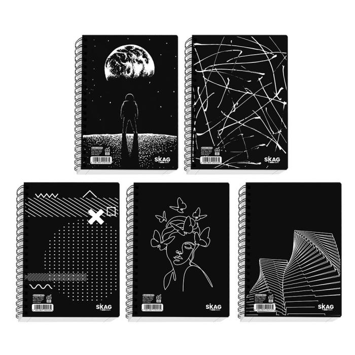 ΤΕΤΡΑΔΙΑ SKAG ΣΠΙΡΑΛ BLACK & WHITE 17X25 3Θ