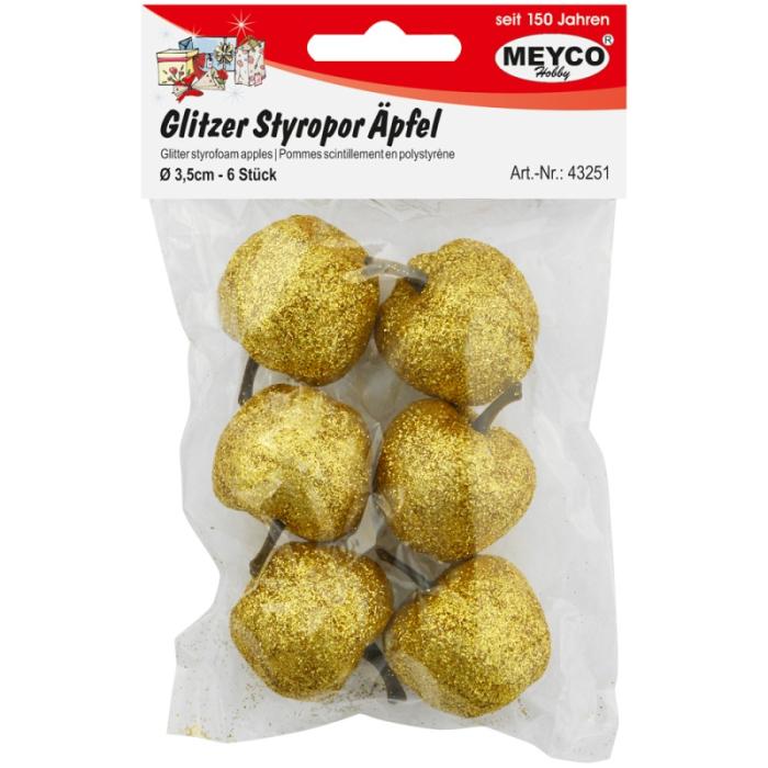 ΦΕΛΙΖΟΛ ΜΗΛΟ GLITTER ΧΡΥΣΟ 35mm Σετ 6τεμ.