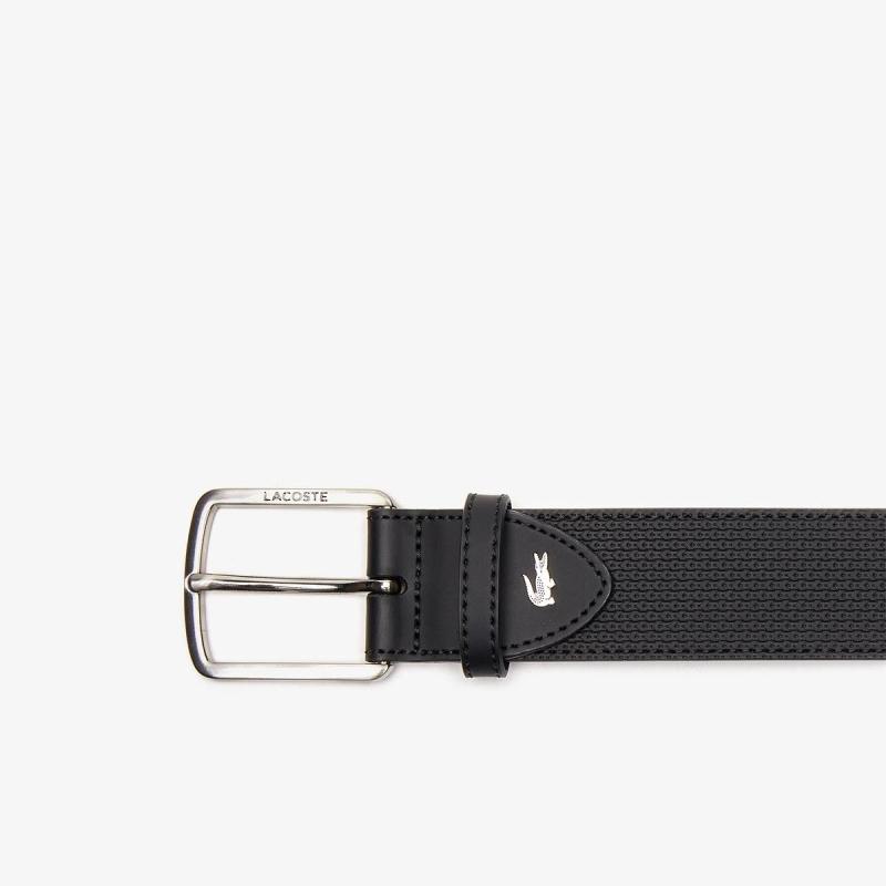 LACOSTE Men's Lacoste Engraved Buckle Texturised Leather Belt - 3@3RC4005