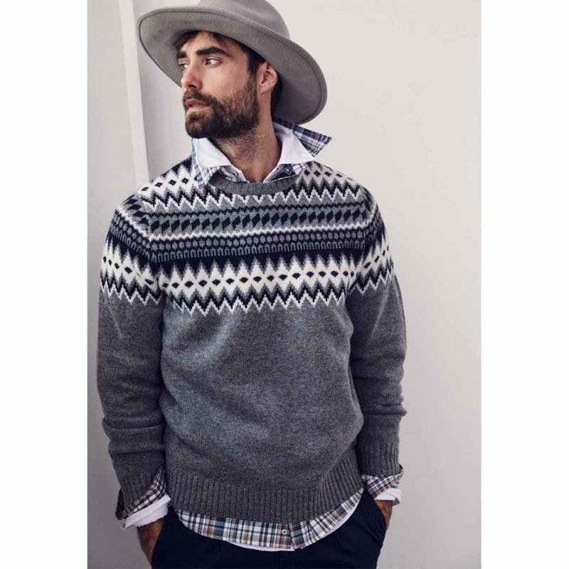 JACQUARD-STRICK PULLOVER AUS LAMMWOLLE - 1209  306 - FYNCH HATTON