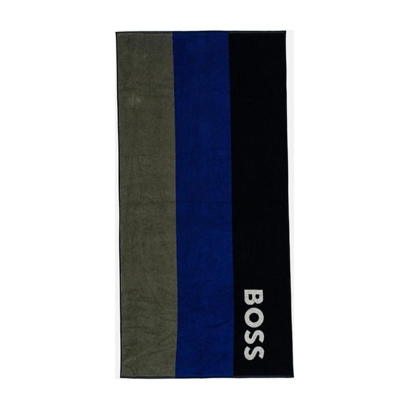 ORGANIC-COTTON BEACH TOWEL WITH STRIPE AND LOGO - 50492273 - BOSS