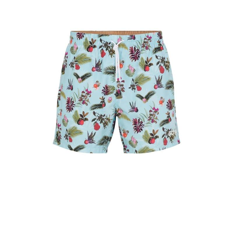 Boss Floral-print swim shorts with logo detail - 50473762 - BOSS