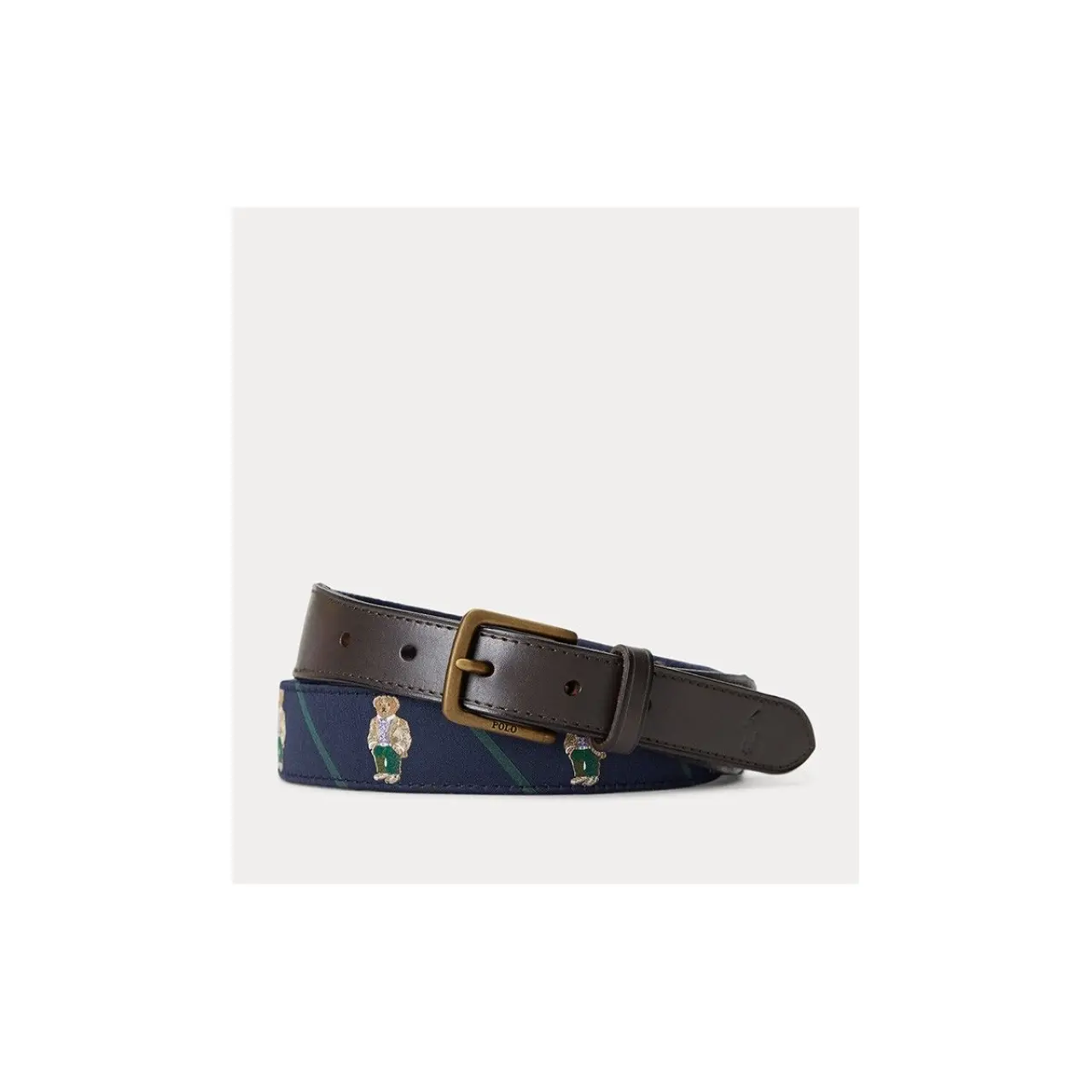 Ανδρικό αξεσουάρ ζώνη Polo Bear Leather-Trim Belt 405914154001