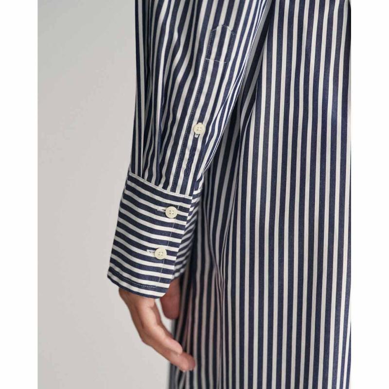 Striped Poplin Shirt Dress - 3GW4503325 - GANT