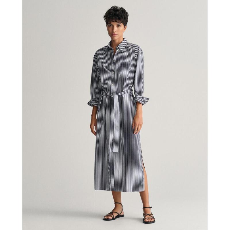 Striped Poplin Shirt Dress - 3GW4503325 - GANT