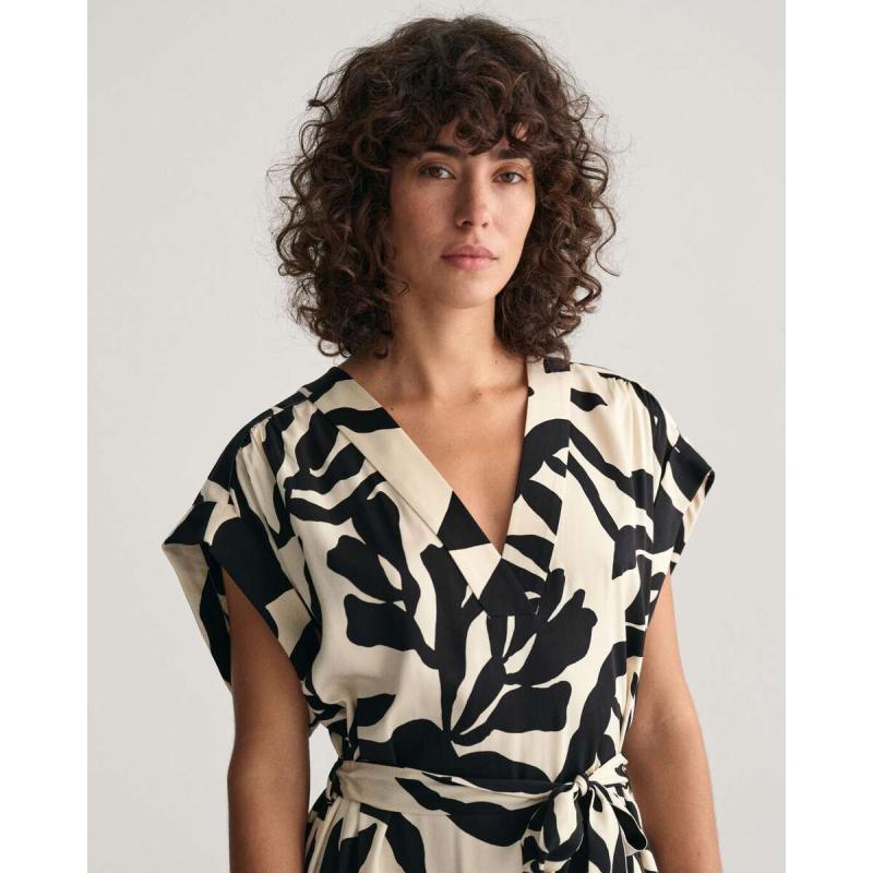 Palm Print Short Sleeve Dress - 3GW4503324 - GANT