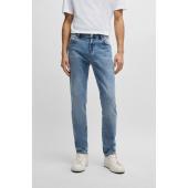 SLIM-FIT JEANS IN BLUE CASHMERE-TOUCH DENIM - 50513631 - BOSS