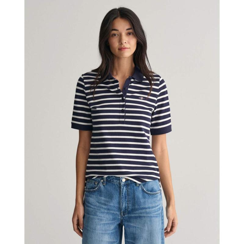 Striped Shield Piqué Polo Shirt - 3GW4200850 - GANT