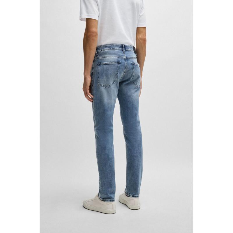 SLIM-FIT JEANS IN BLUE CASHMERE-TOUCH DENIM - 50513631 - BOSS