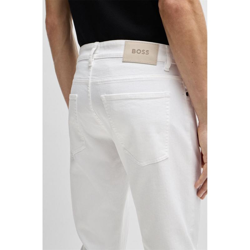 SLIM-FIT JEANS IN WHITE CASHMERE-TOUCH DENIM - 50514321 - BOSS