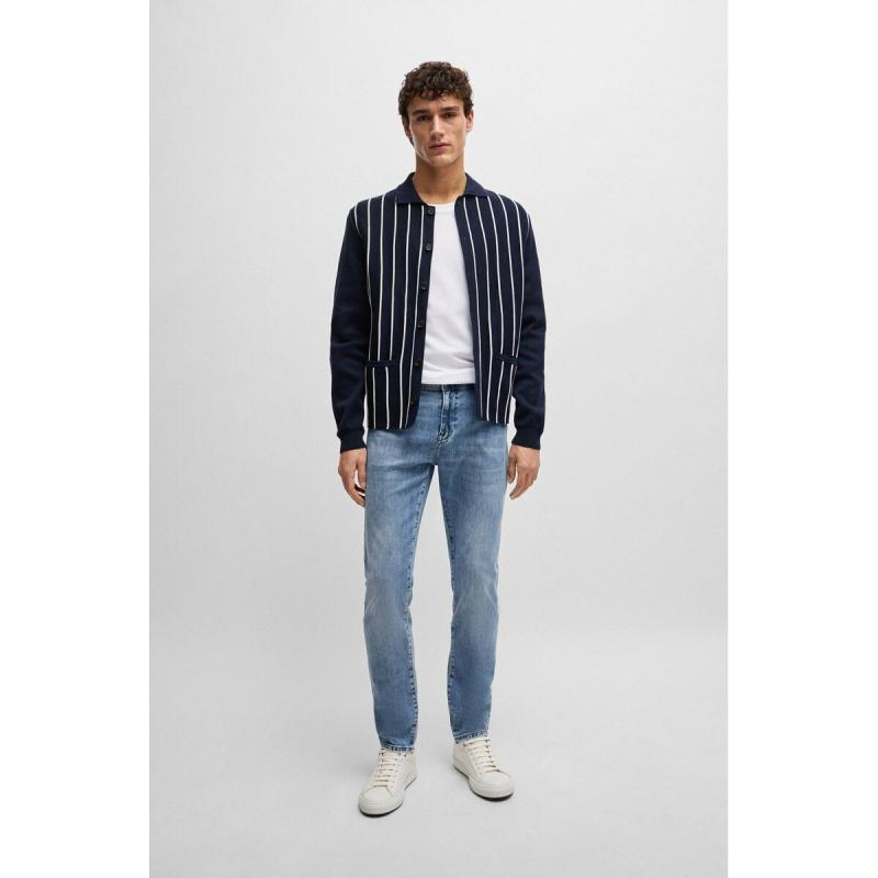 SLIM-FIT JEANS IN BLUE CASHMERE-TOUCH DENIM - 50513631 - BOSS