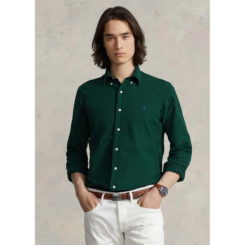 Custom Fit Garment-Dyed Oxford Shirt - 8@710805564047 - POLO RALPH LAUREN