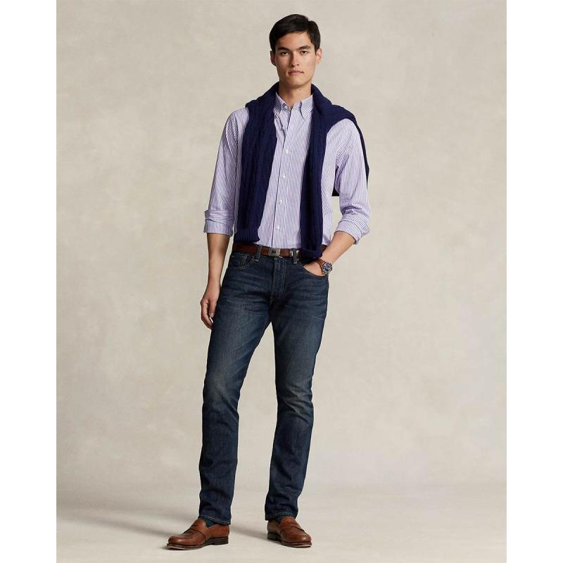 Custom Fit Striped Stretch Poplin Shirt - 710929346003 - POLO RALPH LAUREN