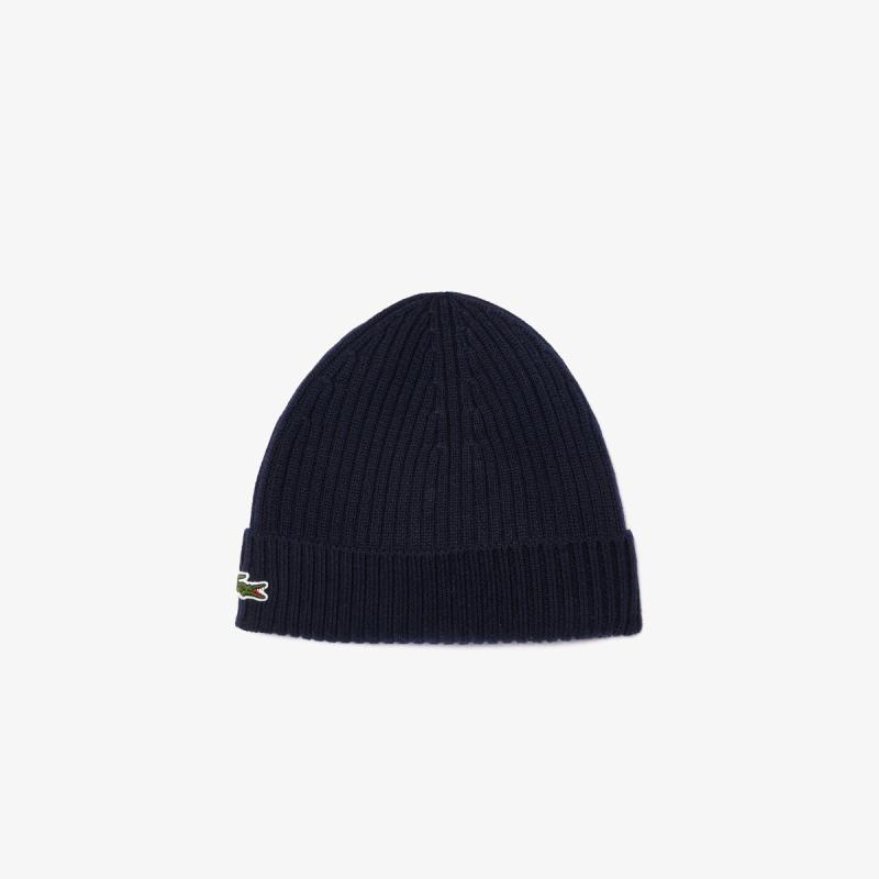 Rib Knit Brushed Wool Beanie - 8@3RB0001 - LACOSTE