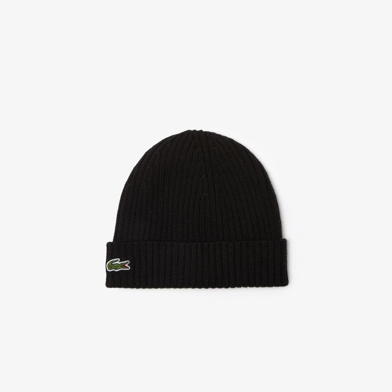 Rib Knit Brushed Wool Beanie - 8@3RB0001 - LACOSTE
