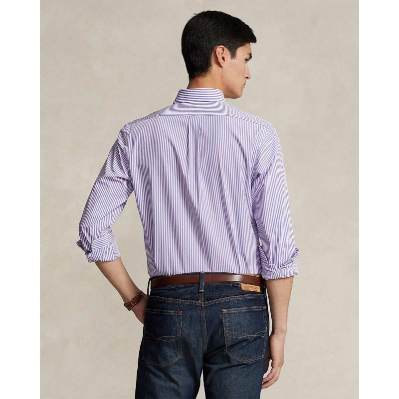 Custom Fit Striped Stretch Poplin Shirt - 710929346003 - POLO RALPH LAUREN